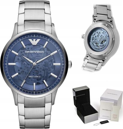 Emporio Armani Renato Automatic Blue Dial Silver Steel Strap Watch For Men - AR60037 - Image 5
